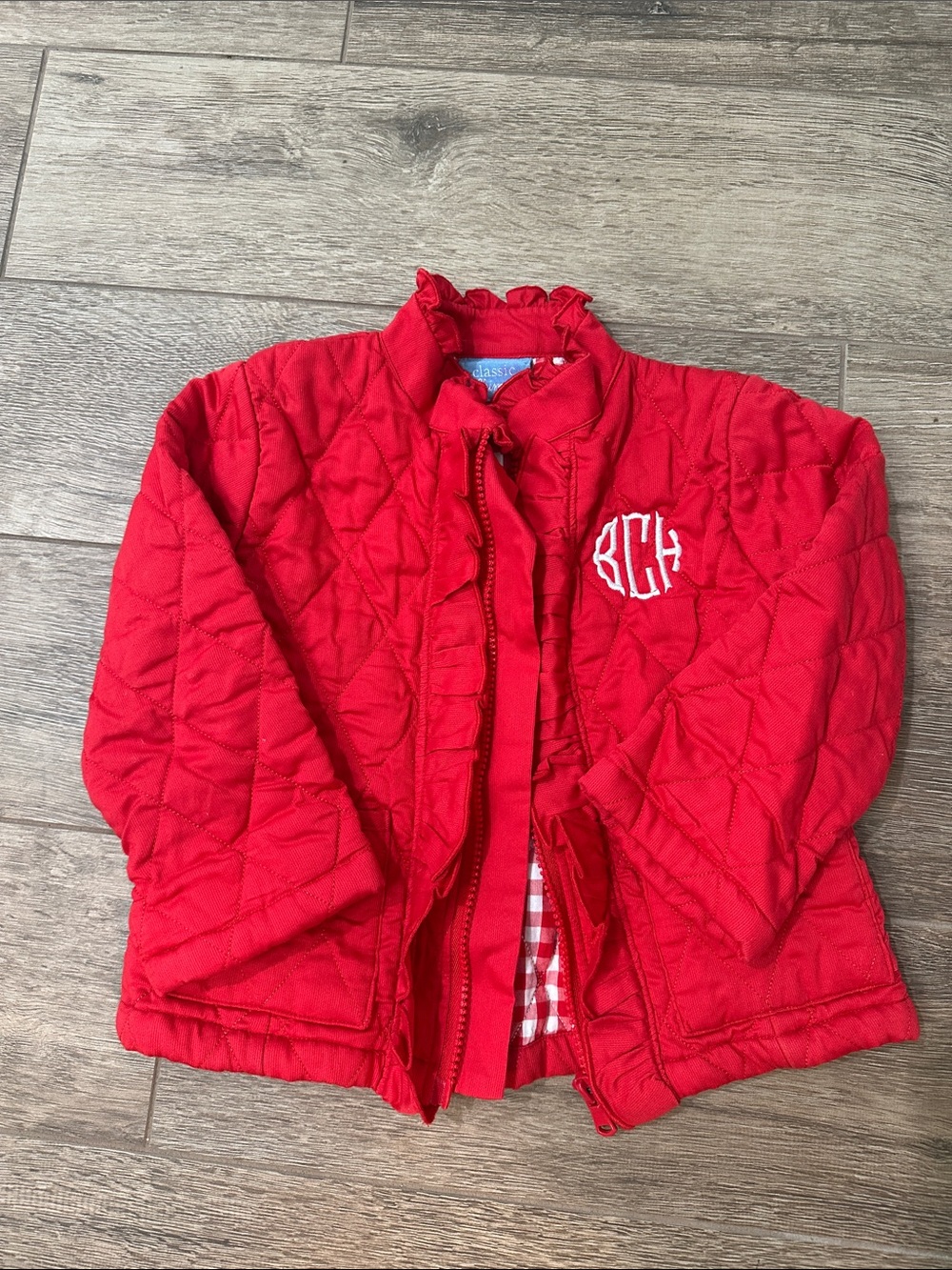 Classic Red Quilted Kids Fall Jacket